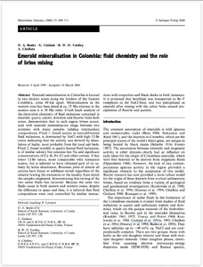 Emerald mineralisation in Colombia: Fluid chemistry and the role of brine mixing